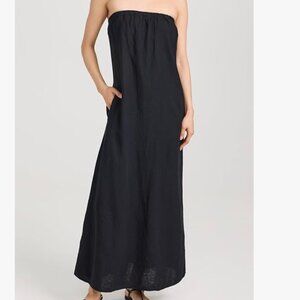 Stateside linen column dress, XS Navy, Built in Bra